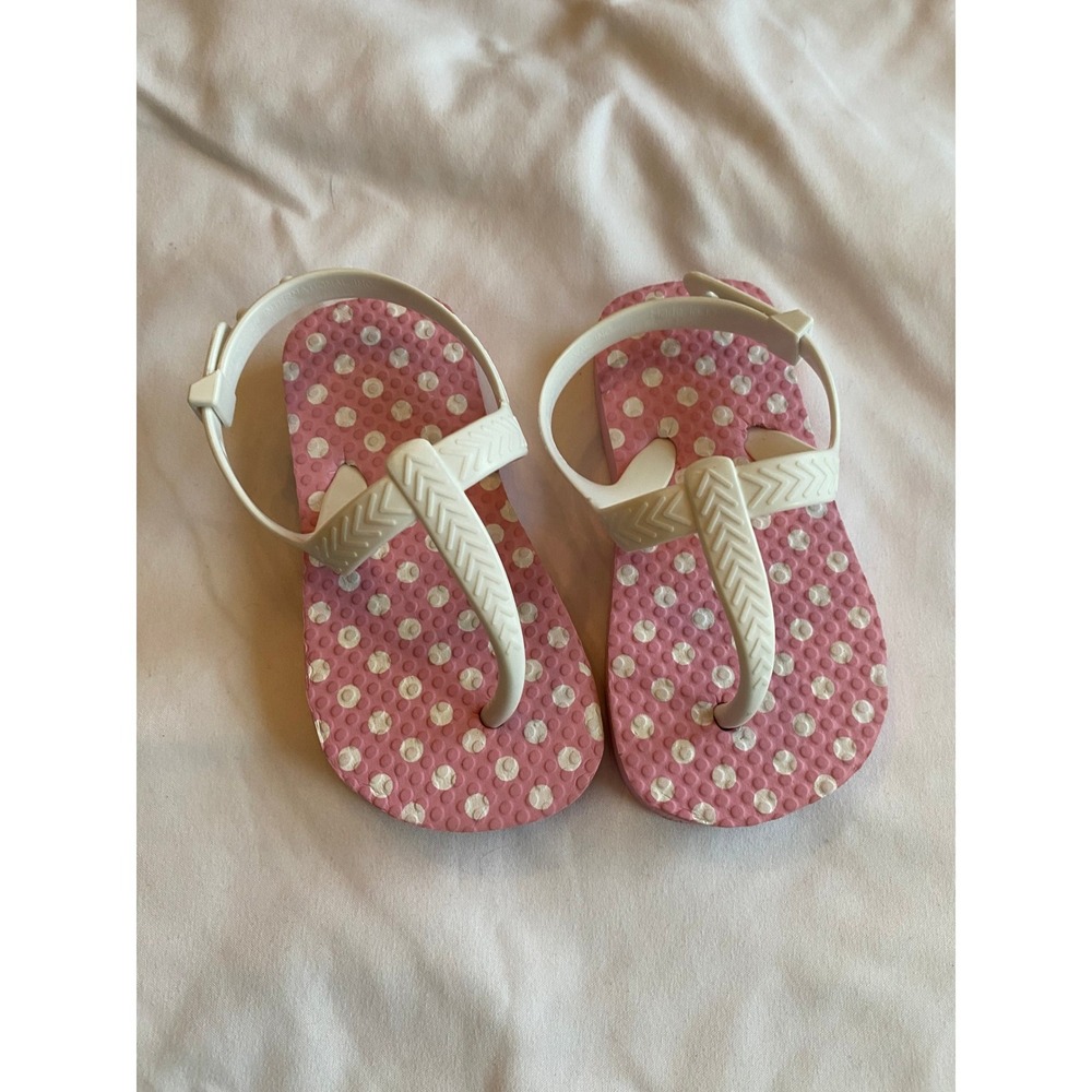 Greenbrier International Girls Polka Dot Preppy Sandals Size 5/6 Pink White